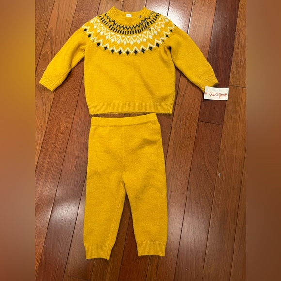 Baby Fair Isle Top & Bottom Set - Cat & Jack™ Yellow e1. - Picture 10 of 10